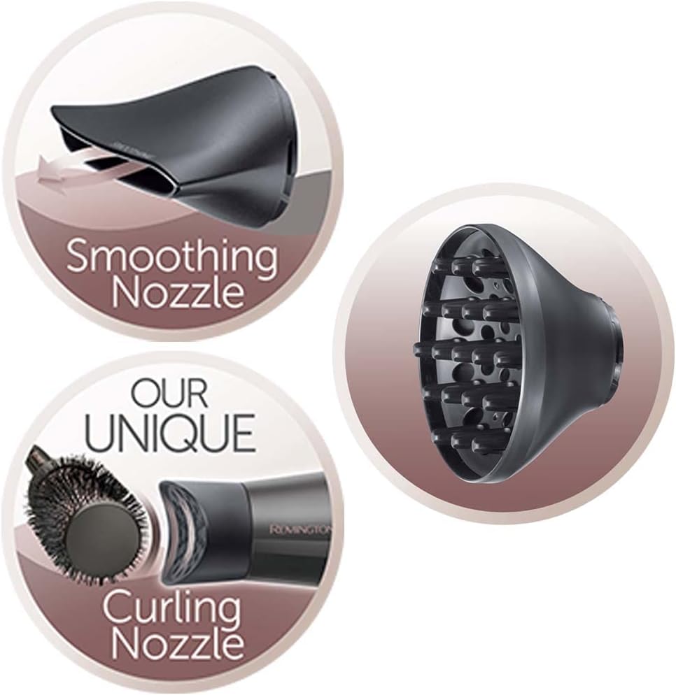 Remington Hair Dryer Curl & Straight Confidence (Incl. 45mm Round Brush, 2200 Watt, 90km/h, Ion Technology For Lint Free Result, Light Weight) Hair Dryer D5707 — image 3