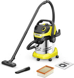 Karcher WD 5 S Wet and Dry Vacuum Cleaner with Blower Function, 1100W Power, 25L Stainless Steel Container, Patented Filter Cleaning & 2.2m Hose, for Garage, Workshop & Renovations, Yellow — image 1