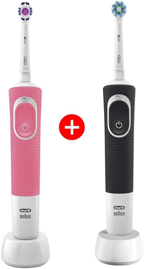 Oral-B Vitality D100 Rechargeable Toothbrush Twin Pack, Black and Pink, UAE 3-Pin Plug — image 2