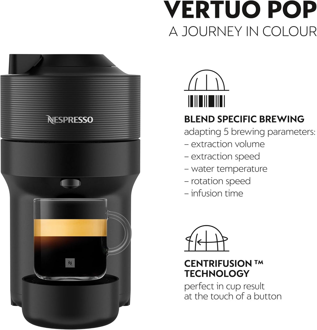 Nespresso Vertuo Pop Coffee Machine by Nespresso - Liquorice Black Design, Smart Brewing Technology, UAE Version — image 2