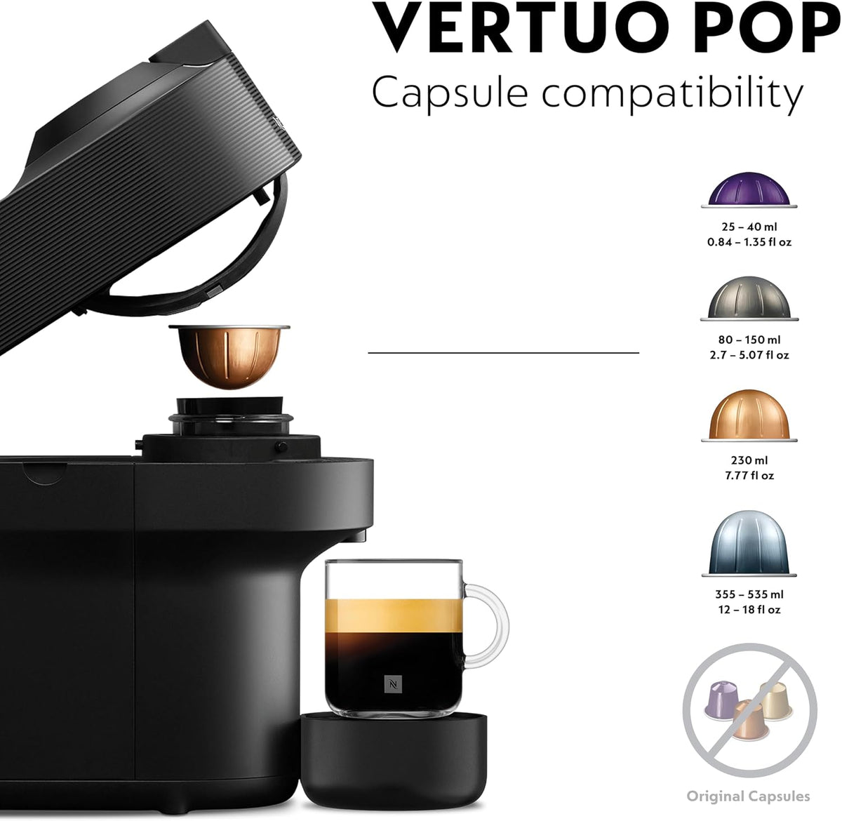 Nespresso Vertuo Pop Coffee Machine by Nespresso - Liquorice Black Design, Smart Brewing Technology, UAE Version — image 4