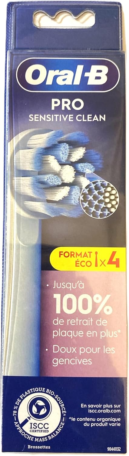 Oral-B Pro Sensitive Clean Electric Toothbrush Head, X-Shaped & Extra Soft Bristles for Gentle Brushing & Plaque Removal, Pack of 4 Toothbrush Heads, White — image 1