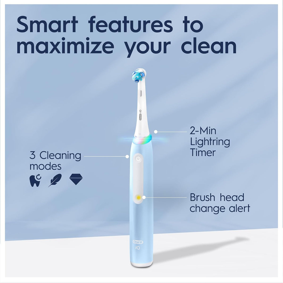 Oral-B iO3 Rechargeable Electric Toothbrush, 3 Cleaning Modes, Pressure Sensor, Blue, iOG3.1A6.0 — image 6