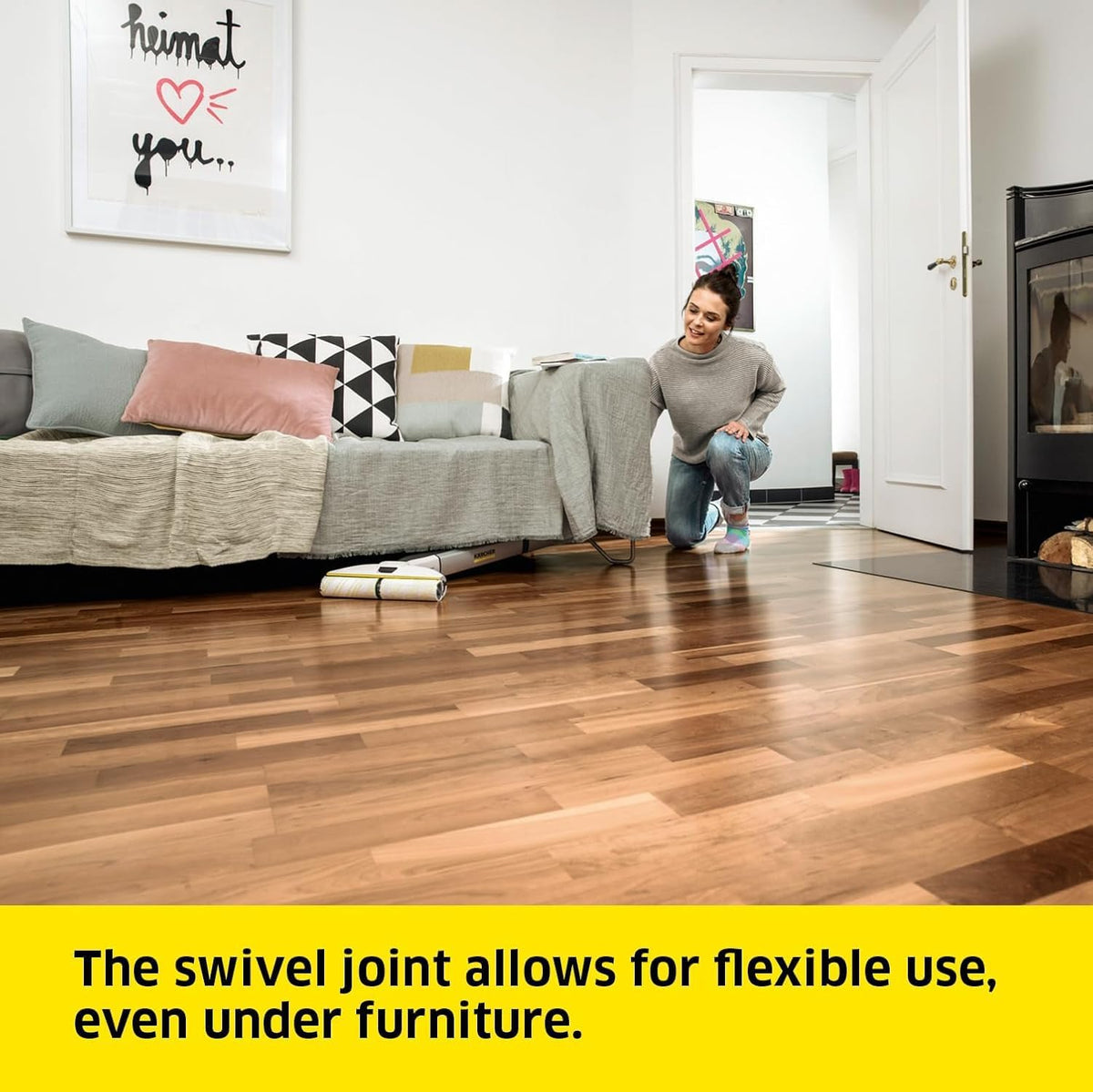 Karcher EWM 2 Electric Wipe Mop, Cordless Floor Cleaner with 2 Rotating Microfibre Rollers, Battery Running Time: approx. 20 min, Area Performance per Battery Charge: approx. 60 m² — image 6