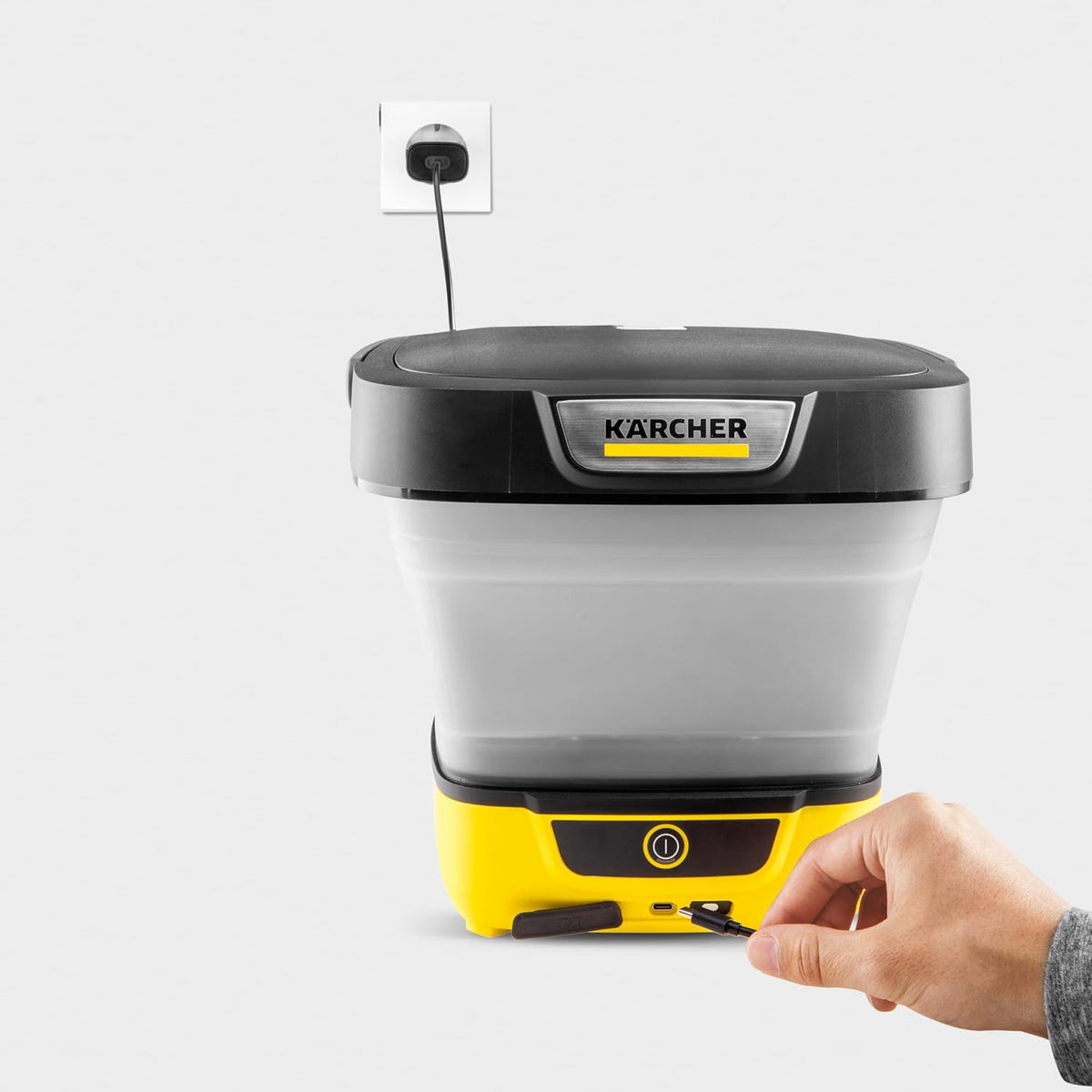 Karcher OC 3 Foldable Mobile Outdoor Cleaner, 8L Foldable Water Tank, Integrated Lithium-Ion Battery, USB-C Charging, Portable Low-Pressure Washer for Bicycles, Pets, Camping & Hiking, Yellow — image 3