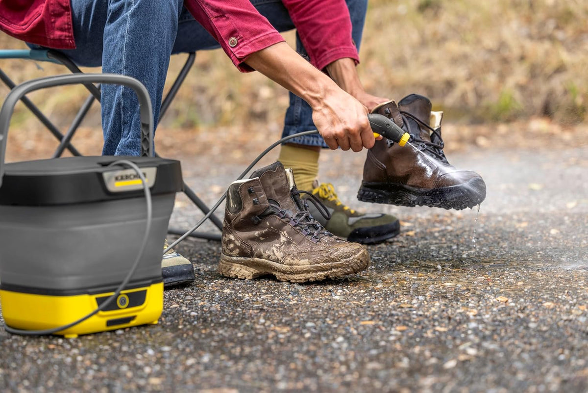 Karcher OC 3 Foldable Mobile Outdoor Cleaner, 8L Foldable Water Tank, Integrated Lithium-Ion Battery, USB-C Charging, Portable Low-Pressure Washer for Bicycles, Pets, Camping & Hiking, Yellow — image 7