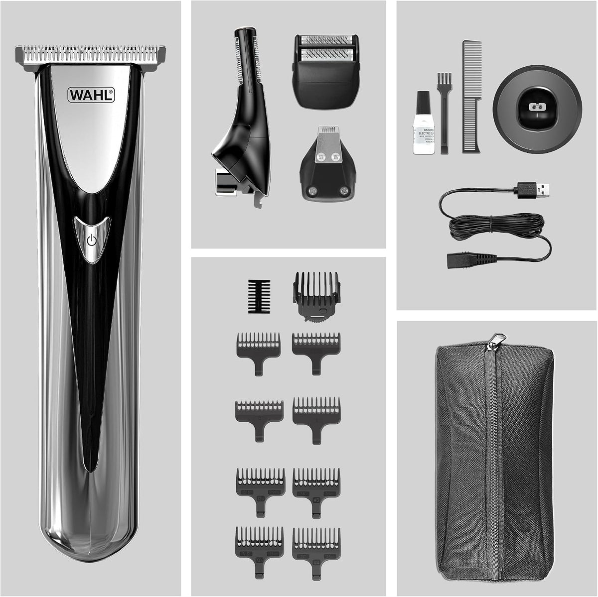 WAHL Elite 8in1 Multigroomer, Full Body Trimming, Washable Blade Heads, Nose Trimming, Ear Hair Removal, Long Life Battery, Perfect for Him - 3026318 — image 5