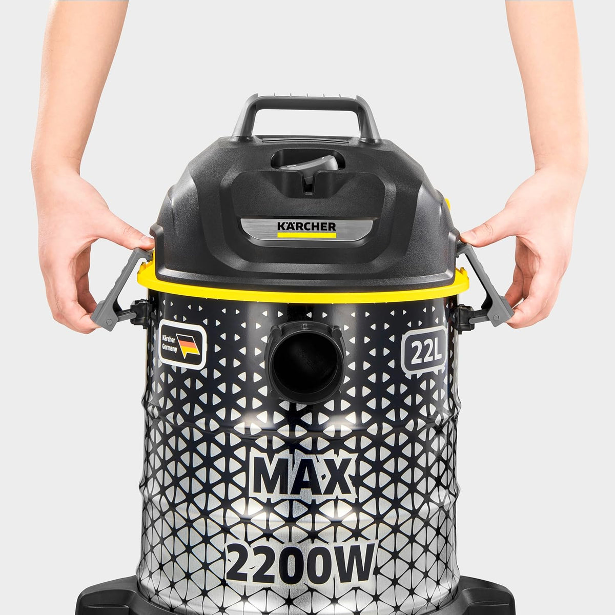 Karcher DVAC 2200 Drum Vacuum Cleaner with Blower Function, 2200W Powerful Suction, 22L Bagless Dust Container, 10m Operating Radius, for Carpets, Hard Floors & Home Cleaning, Black/Yellow — image 4