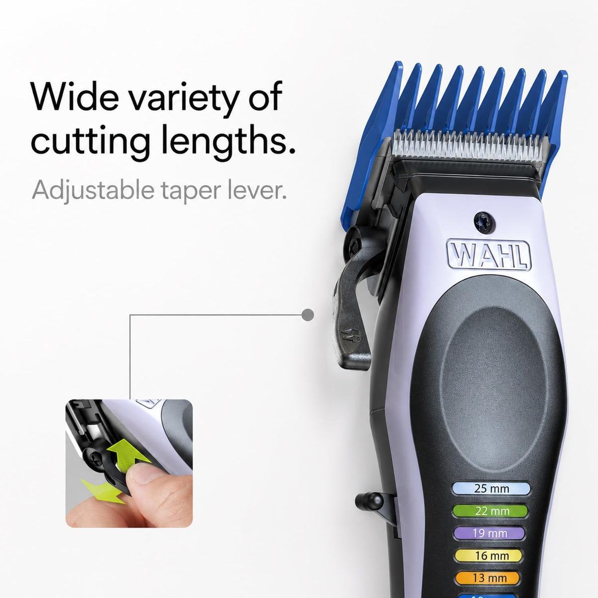 Wahl Cordless Color Pro Black, Lithium-Ion, Hair Clipper for Men, Rechargeable Hair Cutting Kit with 12 Color Coded Guards, Self-Sharpening Blades & Adjustable Taper Lever - 3027001 — image 3