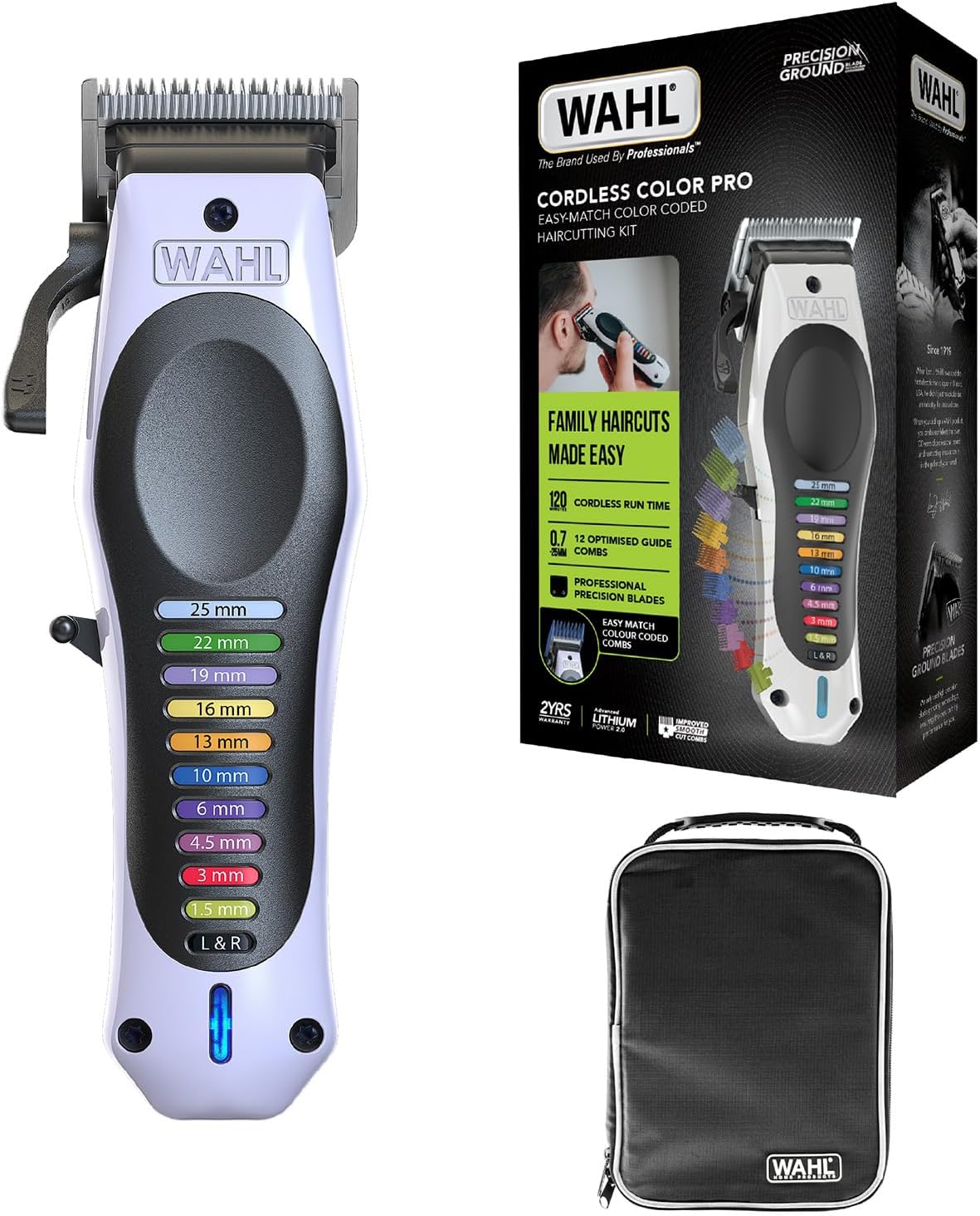 Wahl Cordless Color Pro Black, Lithium-Ion, Hair Clipper for Men, Rechargeable Hair Cutting Kit with 12 Color Coded Guards, Self-Sharpening Blades & Adjustable Taper Lever - 3027001 — image 1