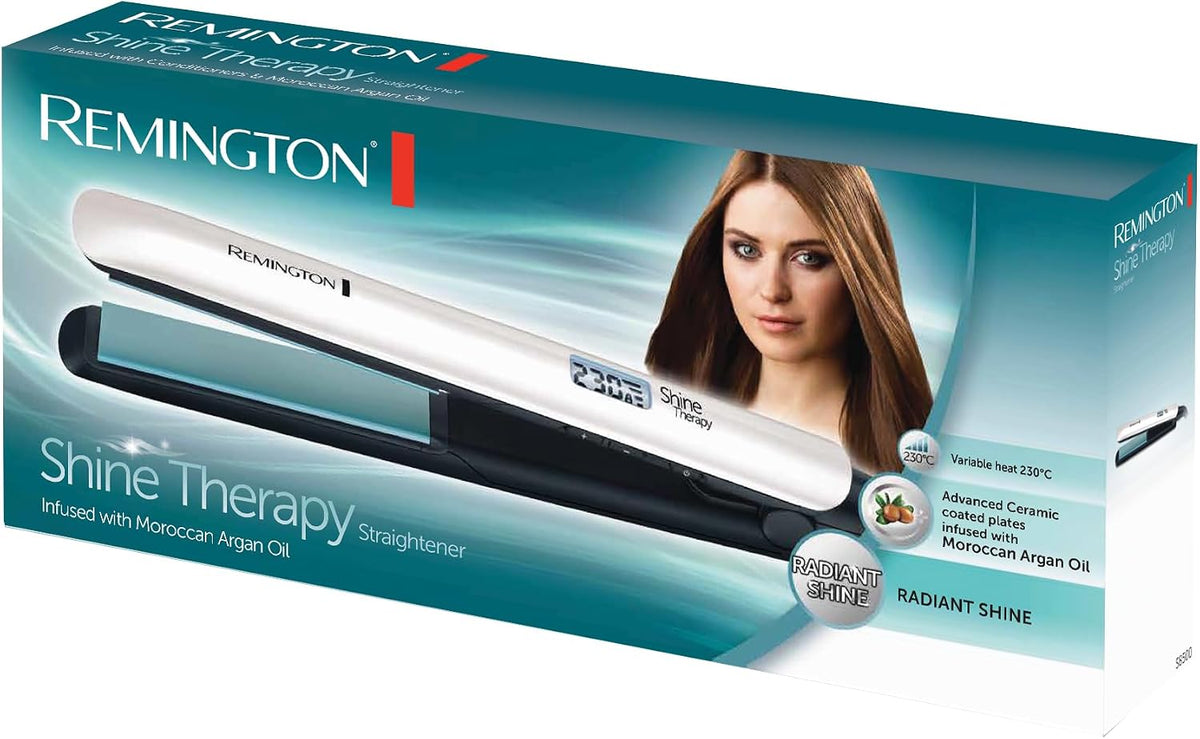 Remington Shine Therapy Hair Straightener - Ceramic Coating with Microactive Ingredients for Enhanced Shine - Moroccan Argan Oil and Vitamin E, LCD Display, 150-230°C, S8500 — image 8