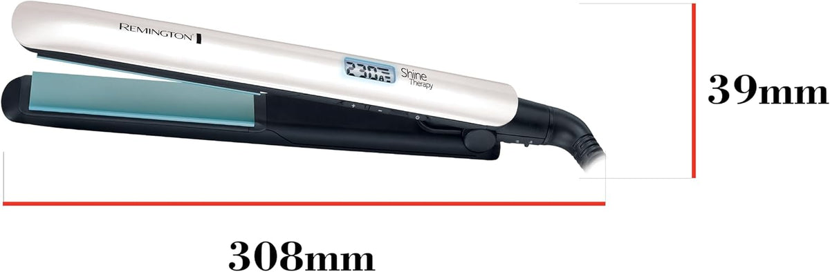 Remington Shine Therapy Hair Straightener - Ceramic Coating with Microactive Ingredients for Enhanced Shine - Moroccan Argan Oil and Vitamin E, LCD Display, 150-230°C, S8500 — image 7